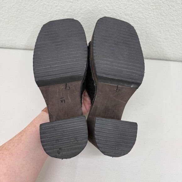 VTG Candies Wood Platform Y2K Black Suede Stud Clog Slide Sandals Shoes Womens 9 - Picture 7 of 9